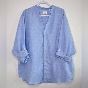 Murano Baird McNutt Shirt Mens 3XB BIG 100% Linen Long Sleeve Light Blue NEW